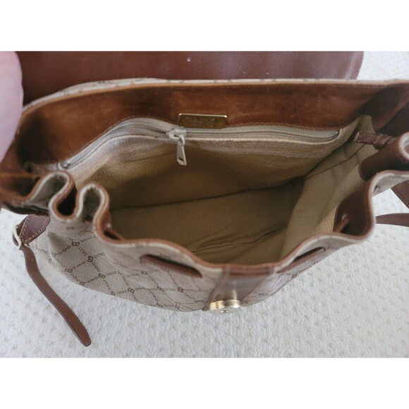 Vintage Bally Logo Canvas Print & Brown Leather handbag shoulder bag ITALY - Picture 14 of 15